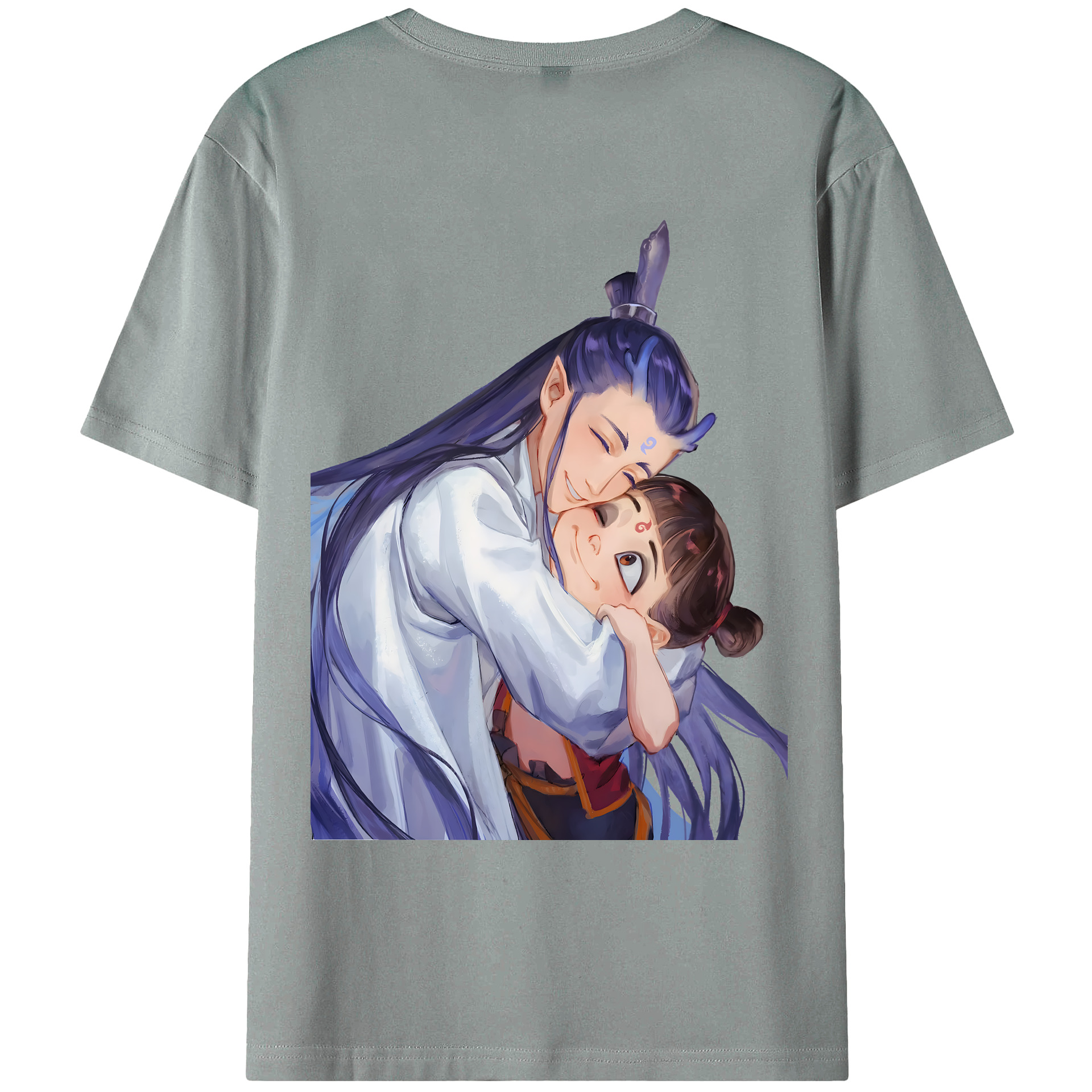 （画像用） Ne Zha 2 ナタ 魔童の大暴れ 綿100％ メンズ半袖Tシャツ（バックプリント） 通気性